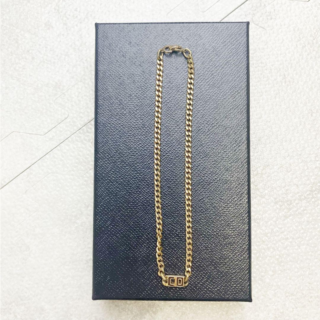 Vintage Christian Dior CD Logo Gold Chain Necklace Japan Pre-Owned