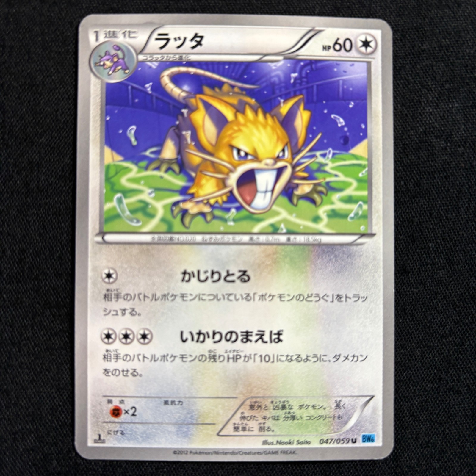 Pokemon card Japanese RATICATE 047/059 Freeze Bolt BW6 2012