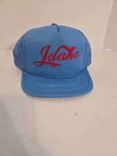 Vintage Idaho Trucker Hat Cap Mens One Size Blue Adjustable Flat Brim Snapback