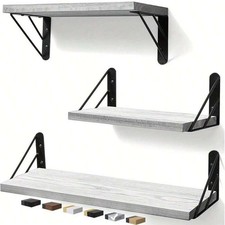 Set of 3 Floating Wall Shelves Picture Ledge Display Rack Book Hanging Shelf UK
