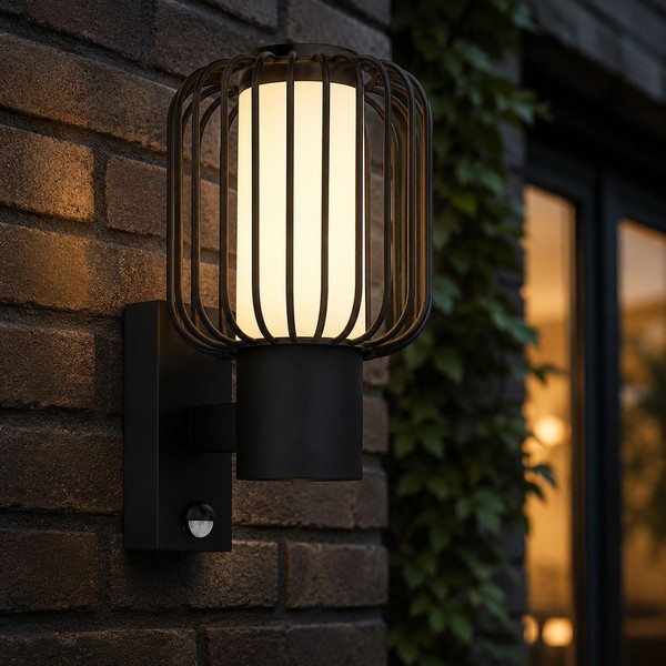 Wandlampe AußEnleuchte Gartenlampe Bewegungsmelder 1 Flammig Hofleuchte H 32 Cm-image