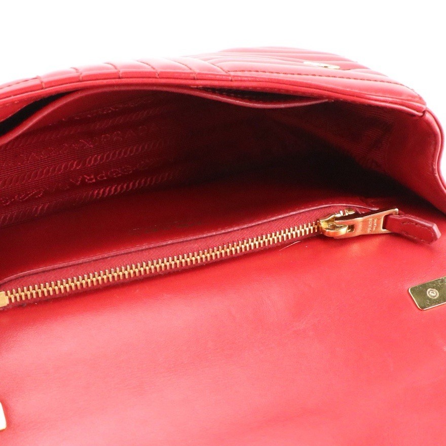 Prada Red Diagramme Quilted Leather Chain Flap Shoulder Crossbody Bag Authentic image 6