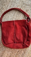 Women’s beautiful Red Real Suede vintage tote slouchy hobo tote bag handbag Y2K