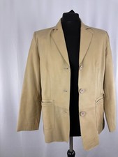 Womens Elvi Leather Jacket Beige Size 16 Blazer