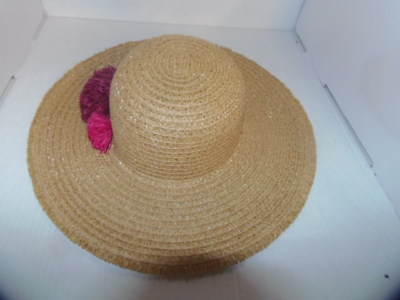 SONOMA - WOMEN - STRAW HAT w/PINK FLOWERS - ONE SIZE (RM-6 