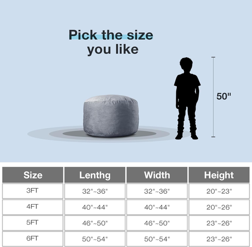 Large Bean Bag Chair: 3 Ft Memory Foam Bean Bag Chairs for Adults/Kids,Bean Bag - Picture 3 of 12
