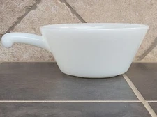 Anchor Hocking White Milk Glass Fire King Soup Bowls Handle Oven Proof