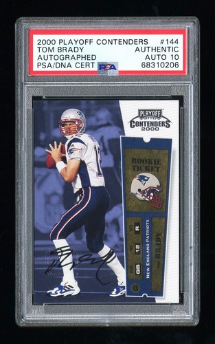 2000 PLAYOFF CONTENDERS #144 TOM BRADY AUTO ROOKIE TICKET AUTHENTIC ~ PSA/DNA 10