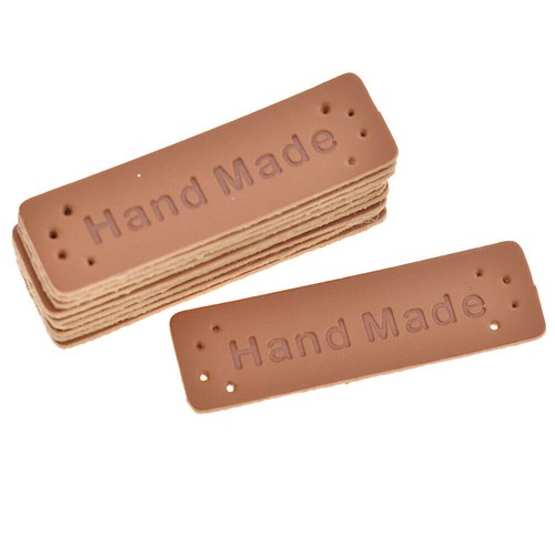 50PCS HANDMADE PU Leather Labels Tags Clothing Garments Bags Shoes Sewing Craft - Picture 4 of 20