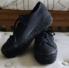 Keds Triple Up Rock Salt Glitter Sneakers-Black-Women's Size 10