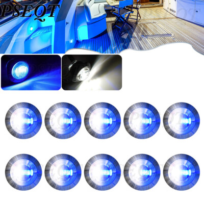 #ad 10x Marine Deck Lights Dual Color White amp; Blue LED Boat Courtesy Light 12V $16.98