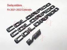 4PC Gloss black Door Rear Tailgate Colorado V6 OVERLAY Letter Emblem 2021-2022
