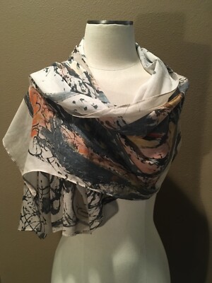 58 x25  Third Drawer Down Wool Art Print Boho Rectangle Scarf Wrap