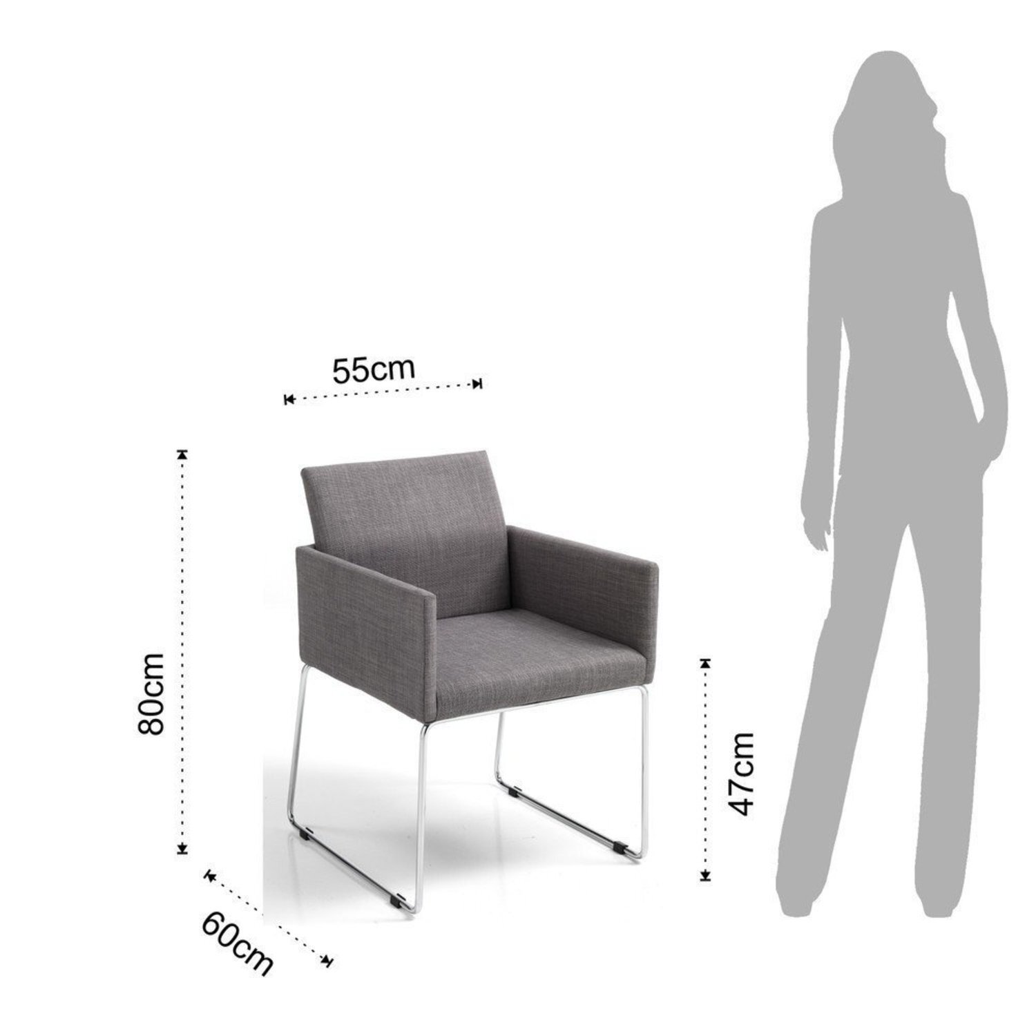 Tomasucci sedia imbottita emma grey set da 2