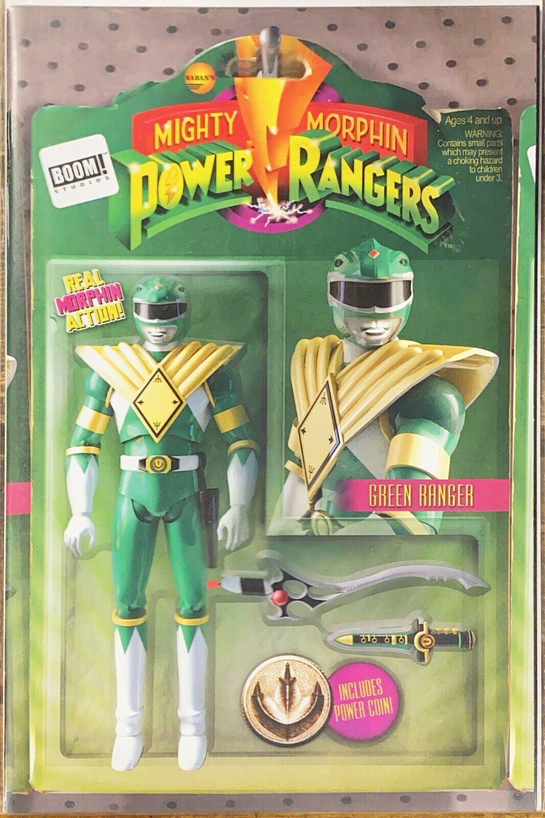 MIGHTY MORPHIN POWER RANGERS #1 Green Ranger Figure Variant Cover 2016 Boom!