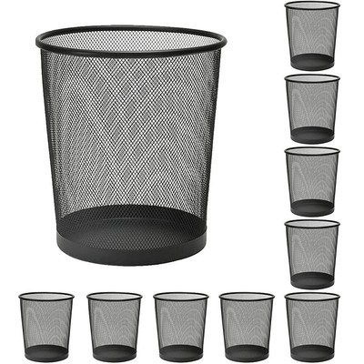Office Wire Black Mesh Trash Cans, 10-Pack 6 Gal Mesh Office Trash Cans