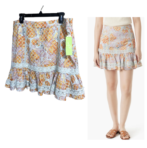 Sam Edelman Courtney Floral Cotton Eyelet Lined Mini Skirt Ladies Lace Size 14