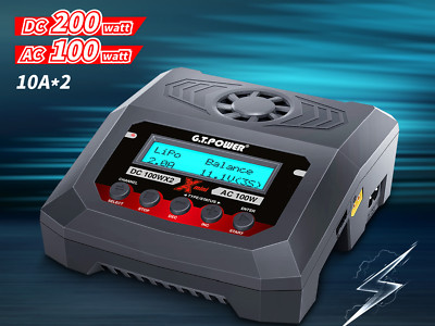 GT Power X2 Twin AC/DC Mini Intelligent Charger, 2x100W DC / 2x50W AC LiPo, Nimh