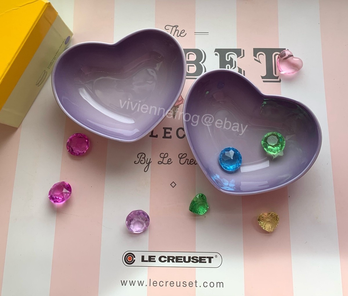 LE CREUSET PROVENCE BLUEBELL BLUE BELL PURPLE SMALL HEART DISH