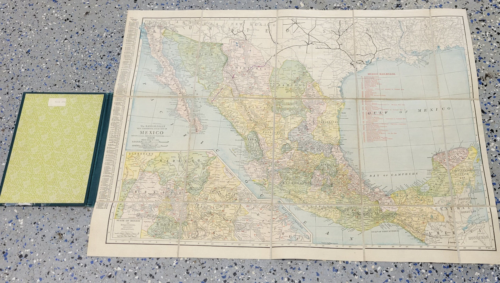 VTG RAND MCNALLY RAILROAD ATLAS - MAP of MEXICO- Book w/fabric Fold Out Map - Picture 1 of 3