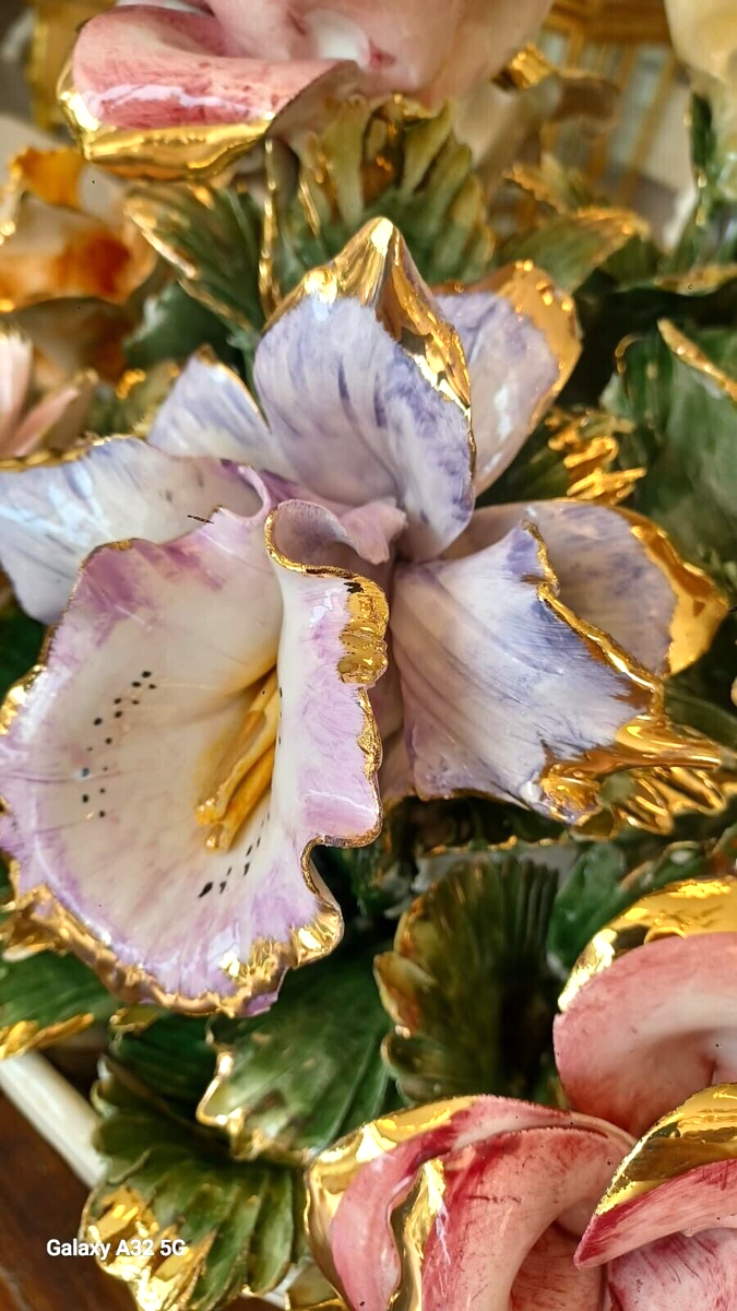 Lot De 20 Fleurs En Porcelaine Dos Plat Violet - 17mm, Pour Bricolage Et Artisanat Capodimonte