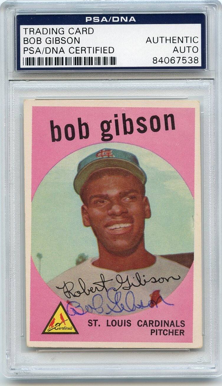 BOB GIBSON Signed 1959 Topps High #514 ROOKIE CARD HOF Cardinals PSA/DNA Encaps