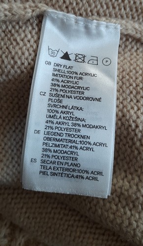 H&M lange Damen Strickweste Cardigan Weste mit Kunstfell Gr. M braun Gürtel - Bild 12 von 12