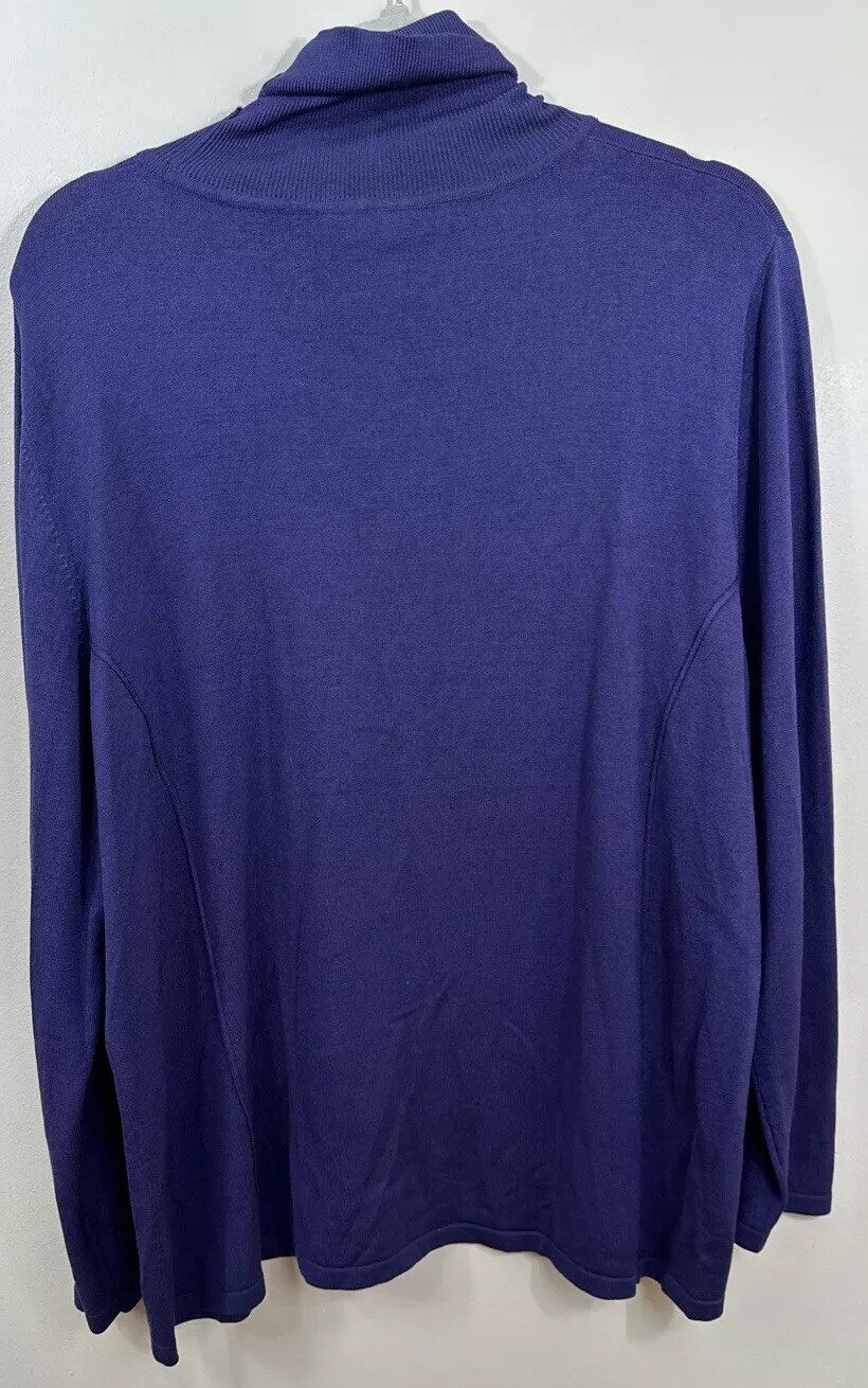 Elana By Tanner Silk Blend Ribbed Knit Turtleneck Top Cobalt Blue Sz 2 See Meas