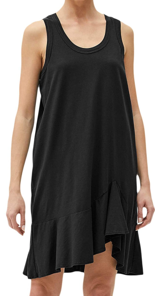 Michael Stars Womens M Black Jasmine Cotton Tank Swing Dress Asymmetrical  Hem | eBay
