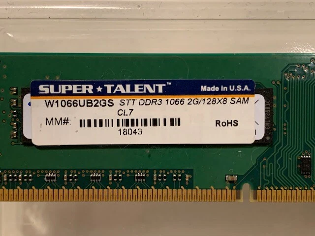 SUPER TALENT W1066UB2GS DDR3 1066 2Gb Desktop RAM FREE SHIPPING - Image 2 of 2