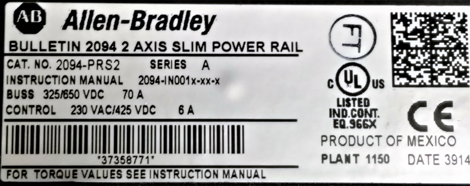 Allen-Bradley 2094-PRS2 Slim Power Rail