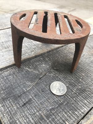 #ad #ad CAST IRON GRATE 3 LEG ROUND 4 13 16”Diameter X 0.225” Thick X 2 3 4” Tall Trivet $21.00