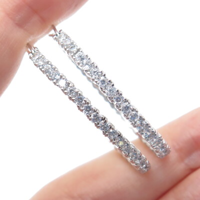 925 Sterling Silber Rundschliff C Z Rundum Oval Creolen