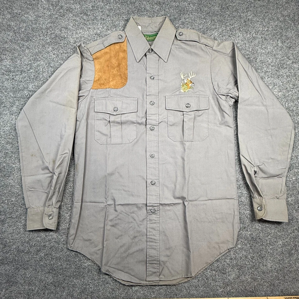 VINTAGE Outdoors Impression Shirt Mens Medium Khaki Long Sleeve Button Shooting - Image 2 of 4
