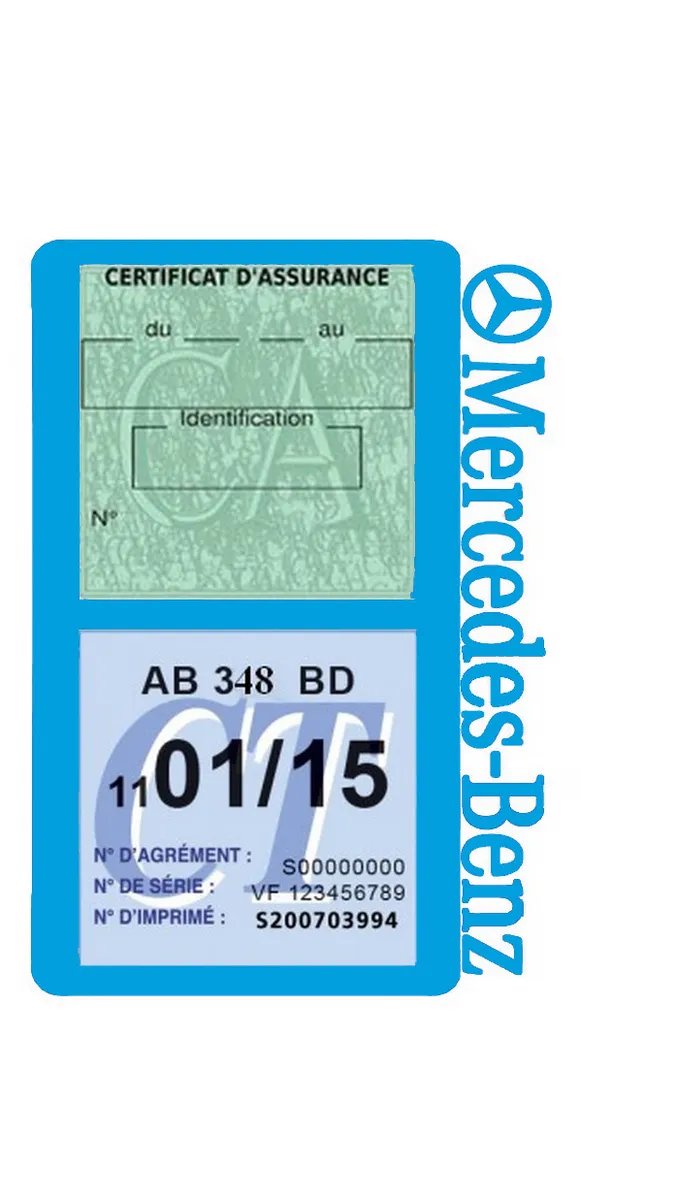 MERCEDES BENZ VD20 étui 2 vignette assurance Assurdhésifs® Stickers auto  retro