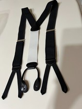 TRAFALGAR Regal Black Vertical Elastic Striped Formal Suspenders/Braces