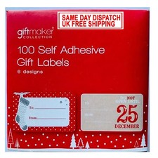 Christmas 100 Self Adhesive Gift Labels Tags Traditional Assorted Stickers Wrap