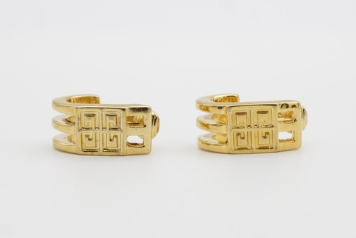 Givenchy Vintage 4G Logo Monogram Rectangle Openwork Hoop Dome Clip, Earrings - Picture 6 of 11