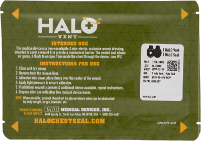 Halo Chest Seal and Vent Combo, High Performance Occlusive Dressing