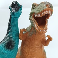 Greenbrier International Brontosaurus  T Rex Dinosaur Soft Plastic Figures Toys