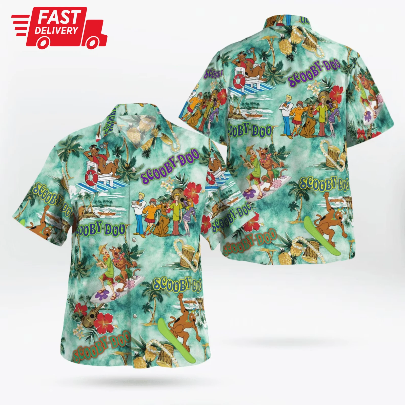 Scooby Doo Friends Surfing Summer Tropical HAWAIIAN Shirt