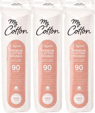 My Cotton Premium Rounds for Face 3 Pack  Makeup Remover Pads, Hypoallergenic