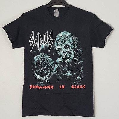 SADUS Swallowed In Black S SMALL Official T-Shirt Black Mens Band Logo