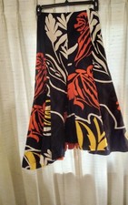 Zara ZW Collection Printed Asymmetric Midi Skirt Navy Size S New