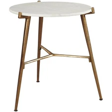 Signature Design by Ashley Chadton Marble Top Accent Table in White and Gold