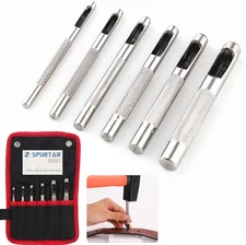 6 Pcs Leather Hole Punch Tool for Leather Watch Band Gasket Belt Fabric