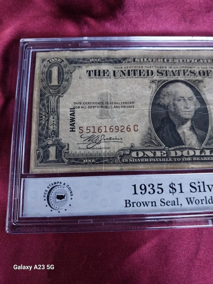 1935 A  $1  Silver Certificate HAWAII Note  Brown Seal Note  Excellent Circ Cond - Image 4 of 4