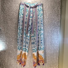 Johnny Was Boho Easy Pant Floral Wide Leg Viscose Pants Elastic Waist Small