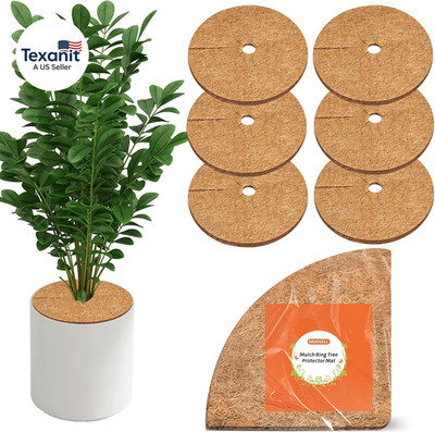 24 Inch Coconut Fiber Mulch Ring, 6 Pcs Tree Protector Mats, Coco Coir Mulch Mat
