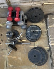 Weight Plates 18off, 3 Sets of Gym Dumbbells Free Weights plus accessories